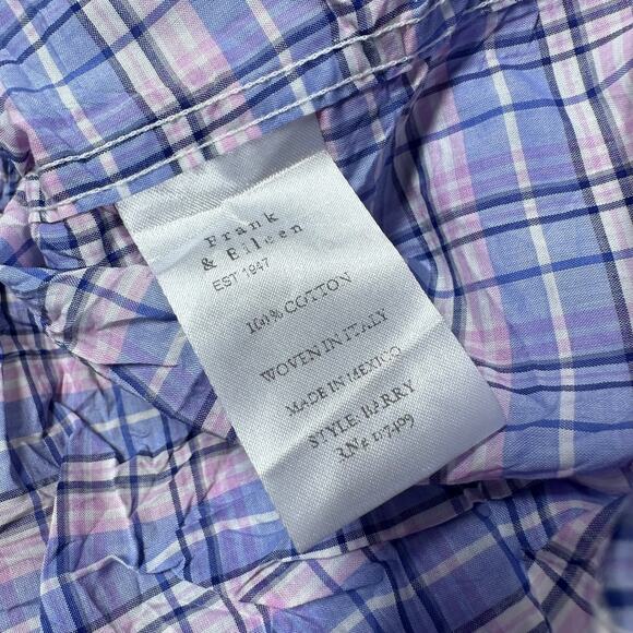 Frank & Eileen NWOT Barry Crinkle Plaid Blue Pink Button Up LS Shirt Size L - Picture 7 of 10
